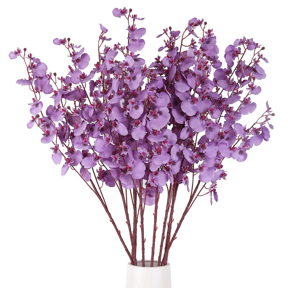 HANTAJANSSArtificial Orchids Silk Flowers, 8 Pcs Orchids Silk Fake Flowers in Bulk Flowers Artificial for Indoor Outdoor Wedding Home Office Decoration (Purple)