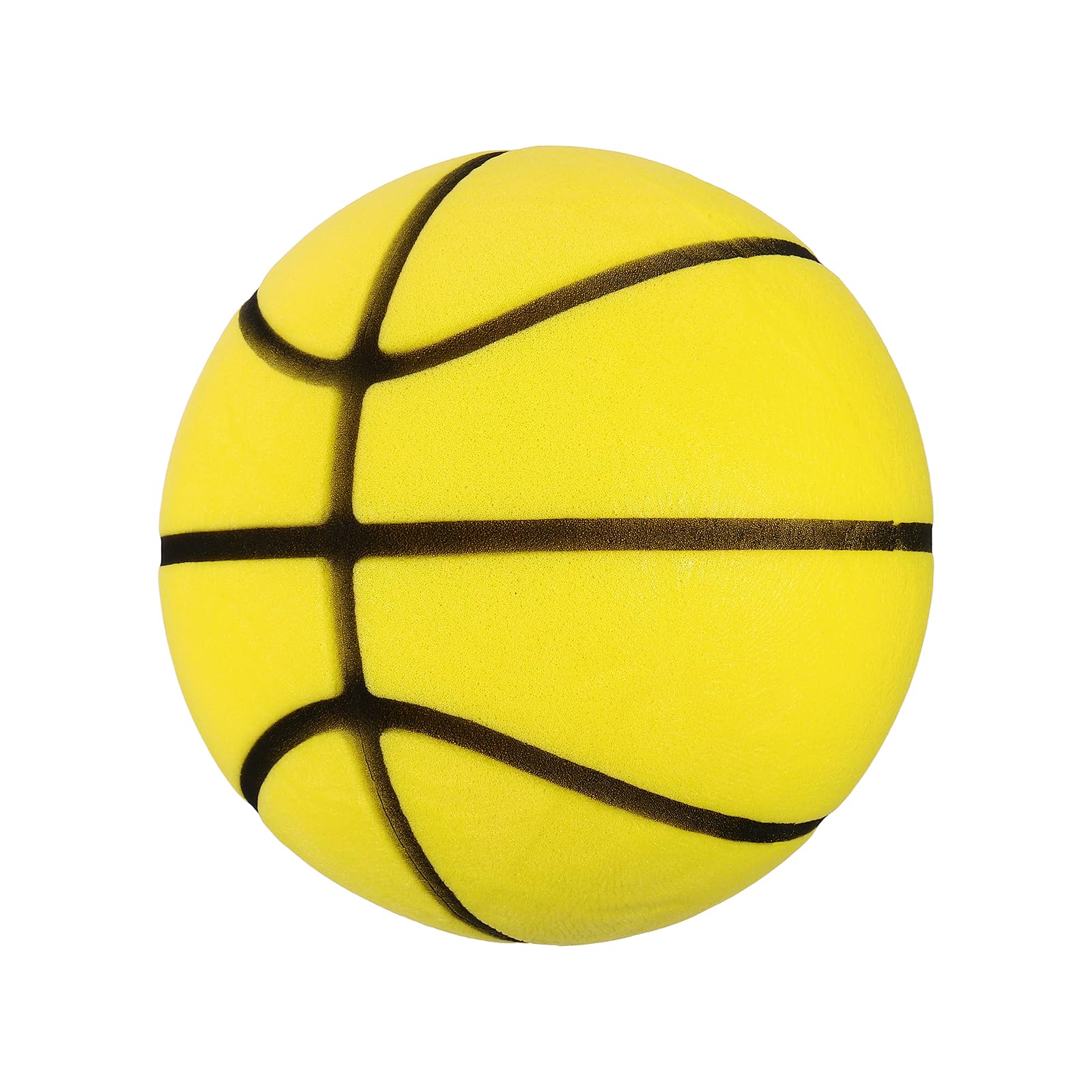YELARXI Silent Basketball, Size 3(7.1") Quiet Basketball High Density Foam No Noise 3D Sculpted Groove Bouncing Ball with Net Bag & Lemon Yellow - Fit for (Indoor Training/Practice)