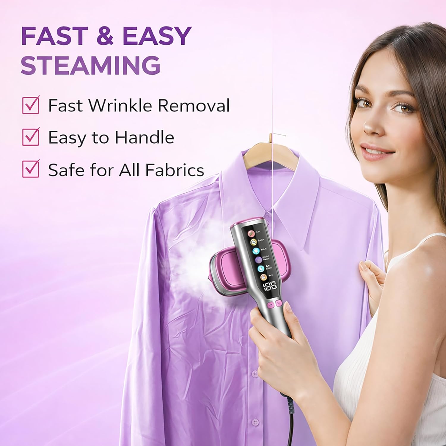 2-in-1 Steamer & Iron for Clothes, 15s Fast Heat-up 1200W Portable Handheld Garment Steamer, Travel Size with Large Ceramic Heat Panel, Quick Wrinkle Removal