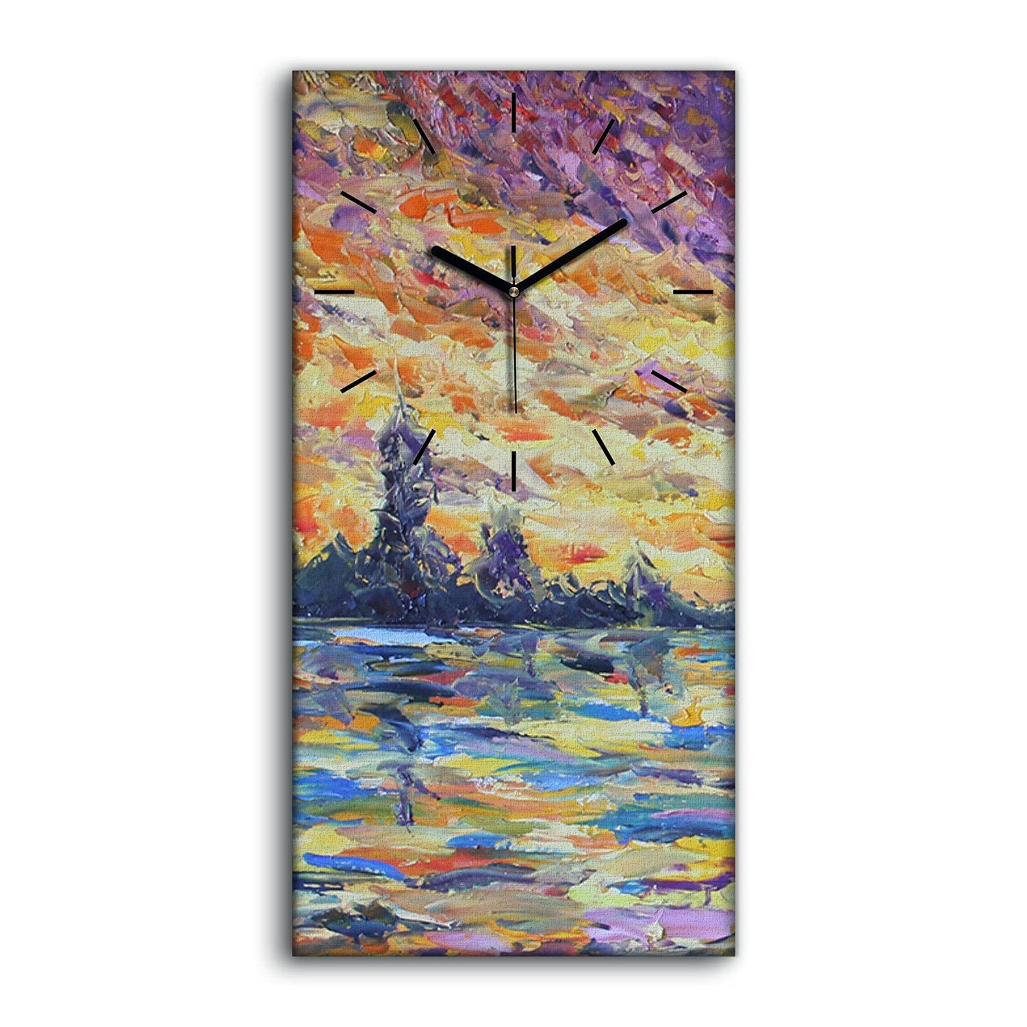 Horloge sur Toile Sans Bruit pour Chambre et Salon avec Aiguilles Noires
