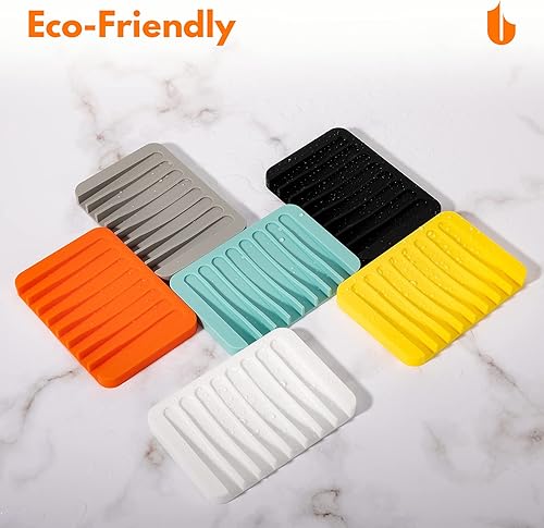 Miniatura 6 de Urbanstrive Jabonera para ducha, cascada, jabonera para baño, cocina, encimera, silicona flexible, mantiene las barras de jabón secas, fácil