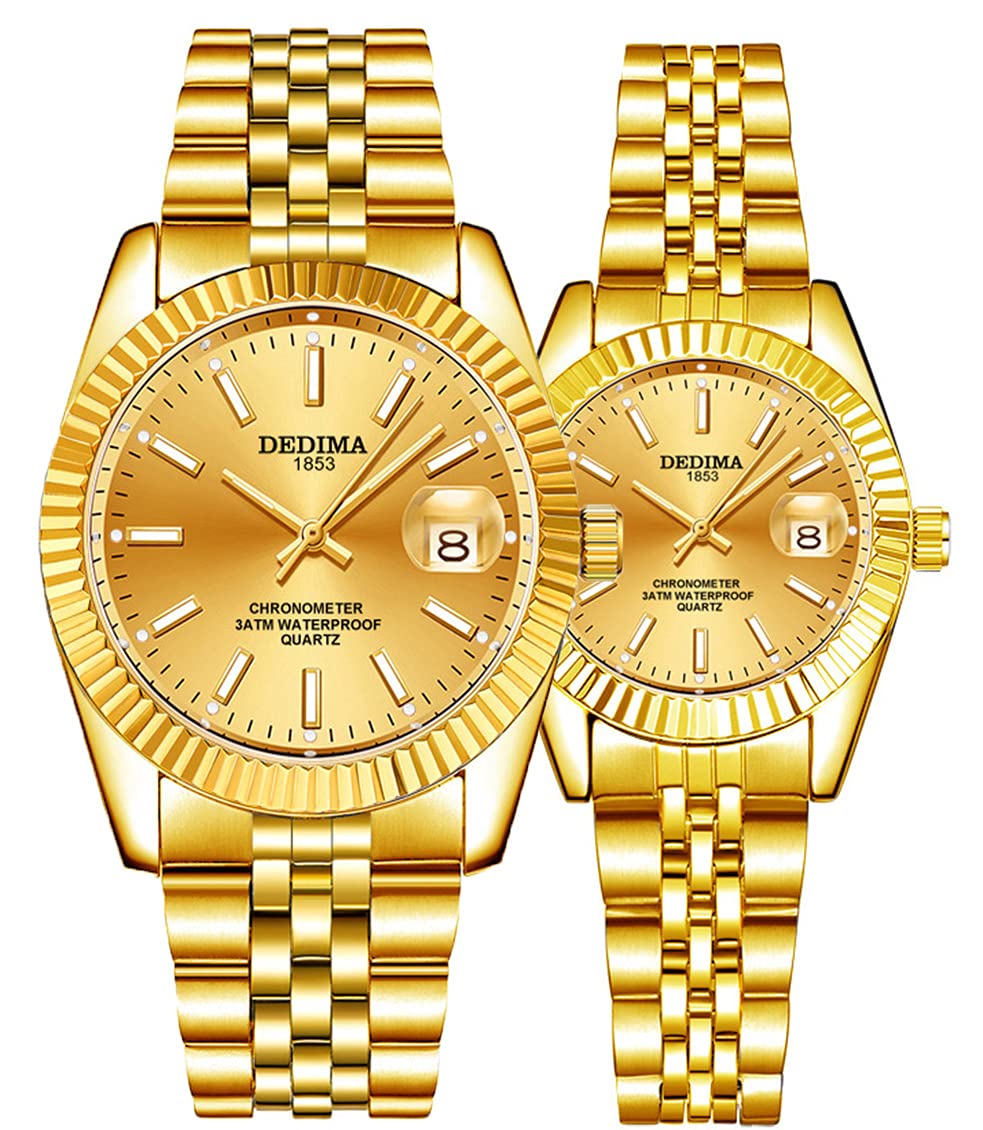 SENRUDCouple Watches Fashion Silver Stainless Steel Pair Watches Men and Women Matching Quartz Wrist Watches Gifts Set of 2