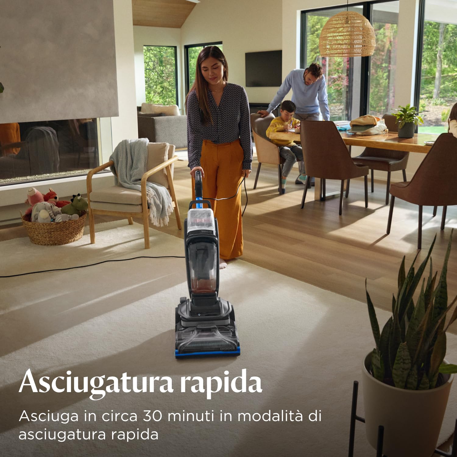 BISSELL Revolution HydroSteam, Lavatappeti con tecnologia HydroSteam, Lava tappezzeria rimuove Macchie Ostinate, Pulitore a vapore per Tappeti e Tappezzeria, Con Cavo, Potente motore 1300W, 3670N