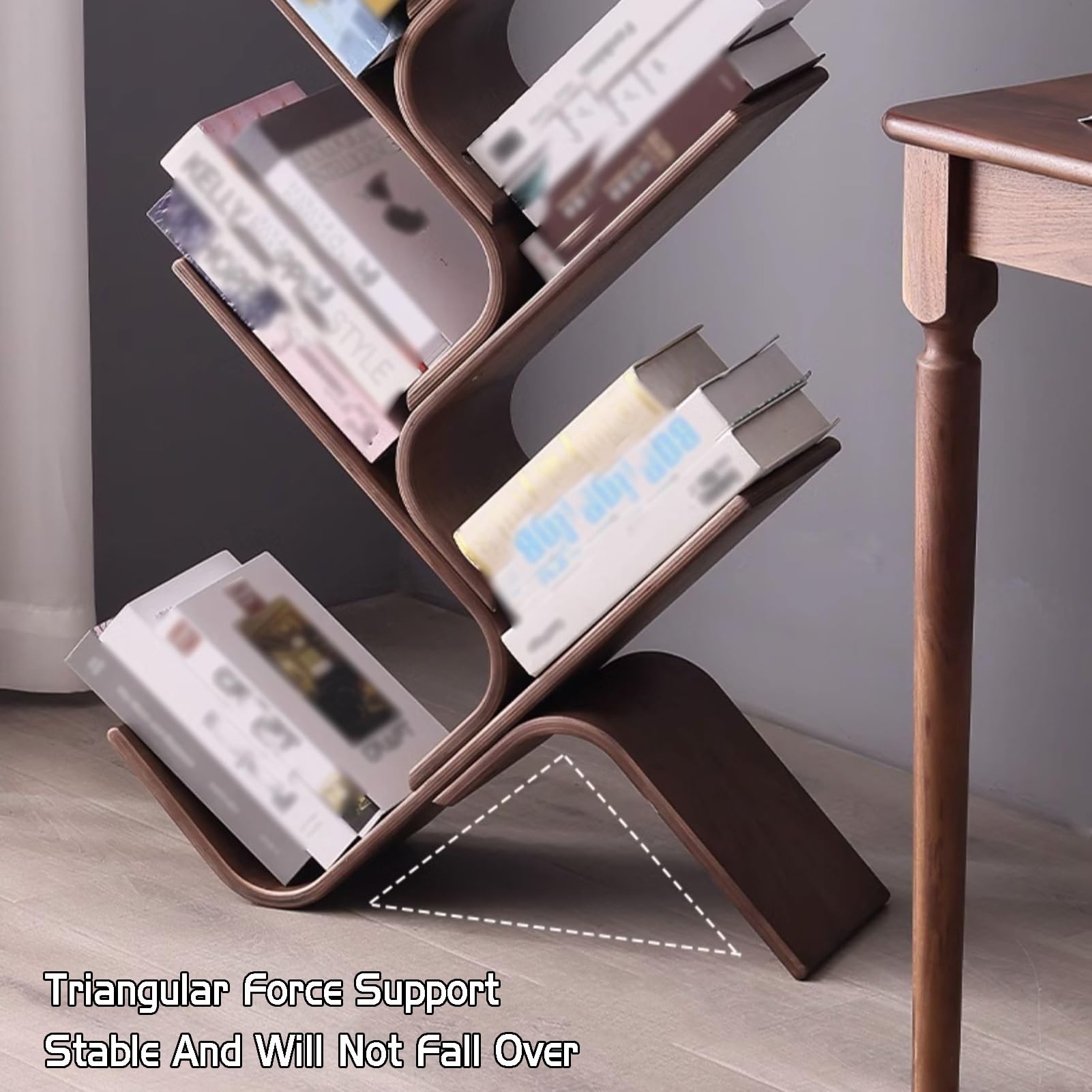 Bücherregal aus Holz, 8 Ebenen, vertikales Aufbewahrungsregal, bodenstehend, Bücherregal für Schlafzimmer, Wohnzimmer, Heimbüro