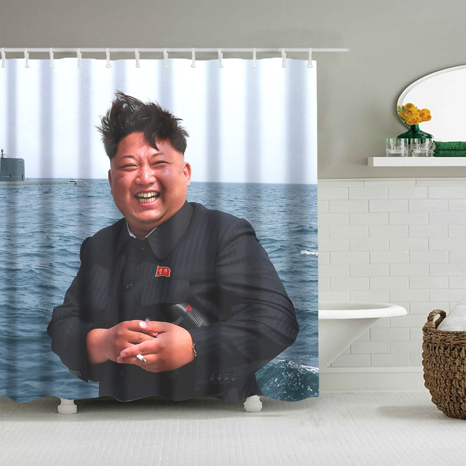 C.IOPMNU Funny Shower Curtain, Motivational Happiness Shower Curtain Set with Hooks, Stylish Waterproof Shower Curtain Bathroom Decor - 72 x 72 Inch…