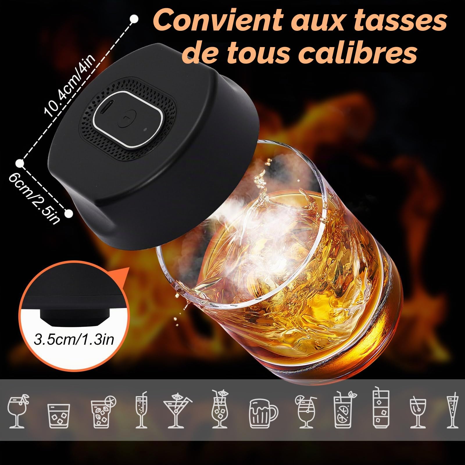Kit Fumoir Whisky Électrique avec 6 Arômes de Copeaux de Bois, Fumoirs Boissons à l'ancienne, Kit de Fumoir pour Whisky pour Bourbon Cocktails, Cadeau pour Père, Anniversaire, Amateur de Cocktail