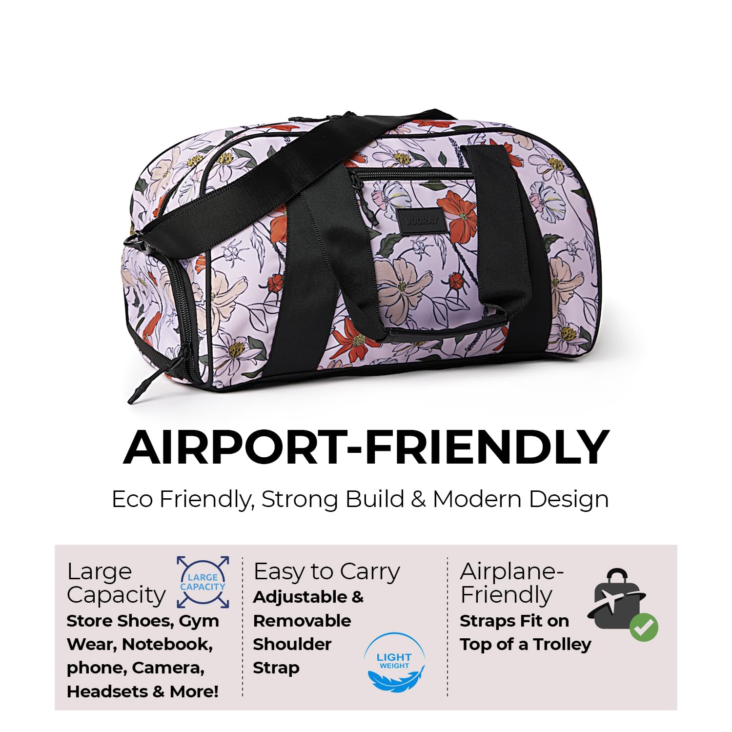 Vooray Burner Gym - Borsa sportiva compatta con tasca per scarpe, 39 cm, 23 l
