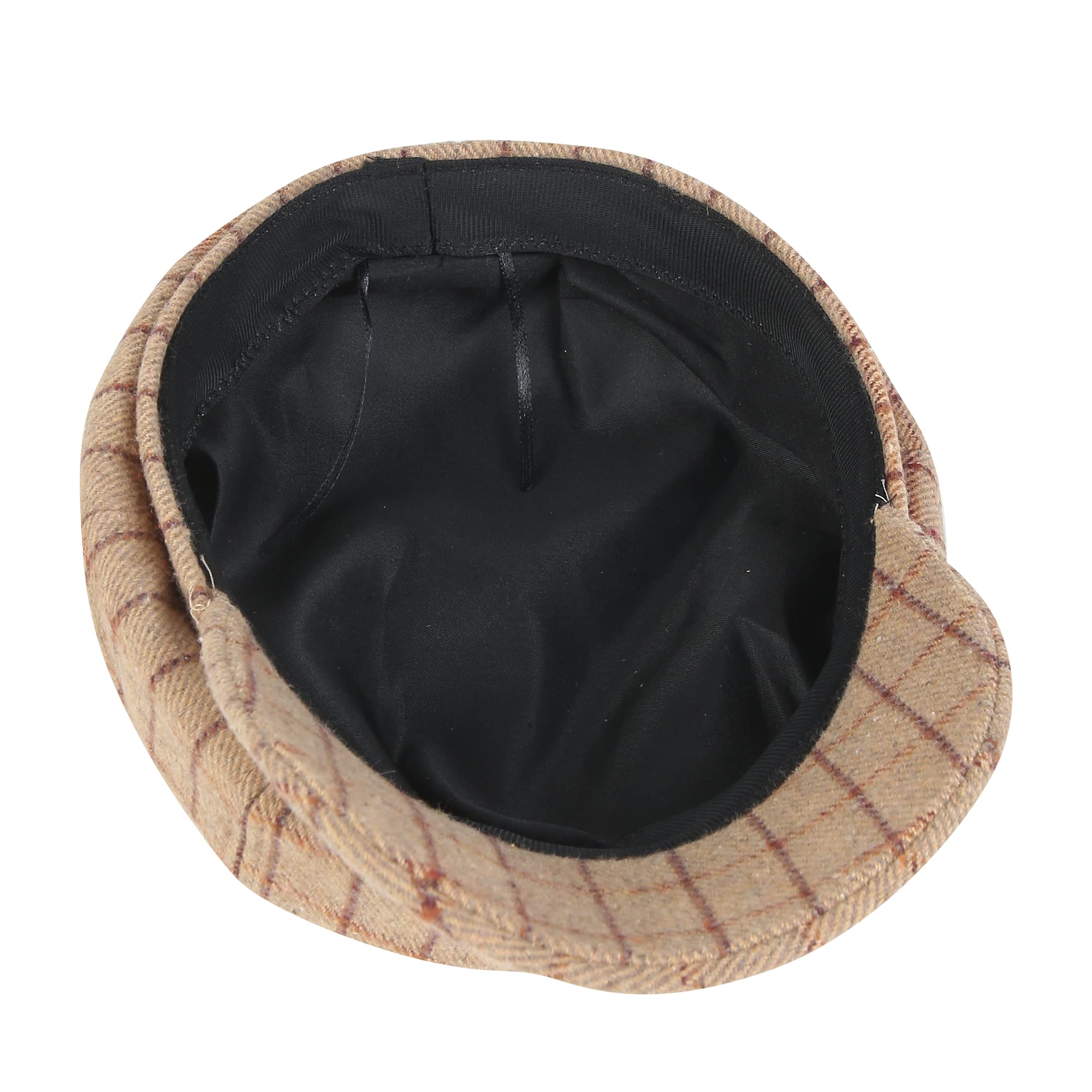 iSWEVEN French Beret Cap All Season Unisex Artist Newsboy Hats, Ascot Cotton British Style Adjustable Women's Caps, WBC8111B (Light Brown, Free Size) - Image 4 thumbnail