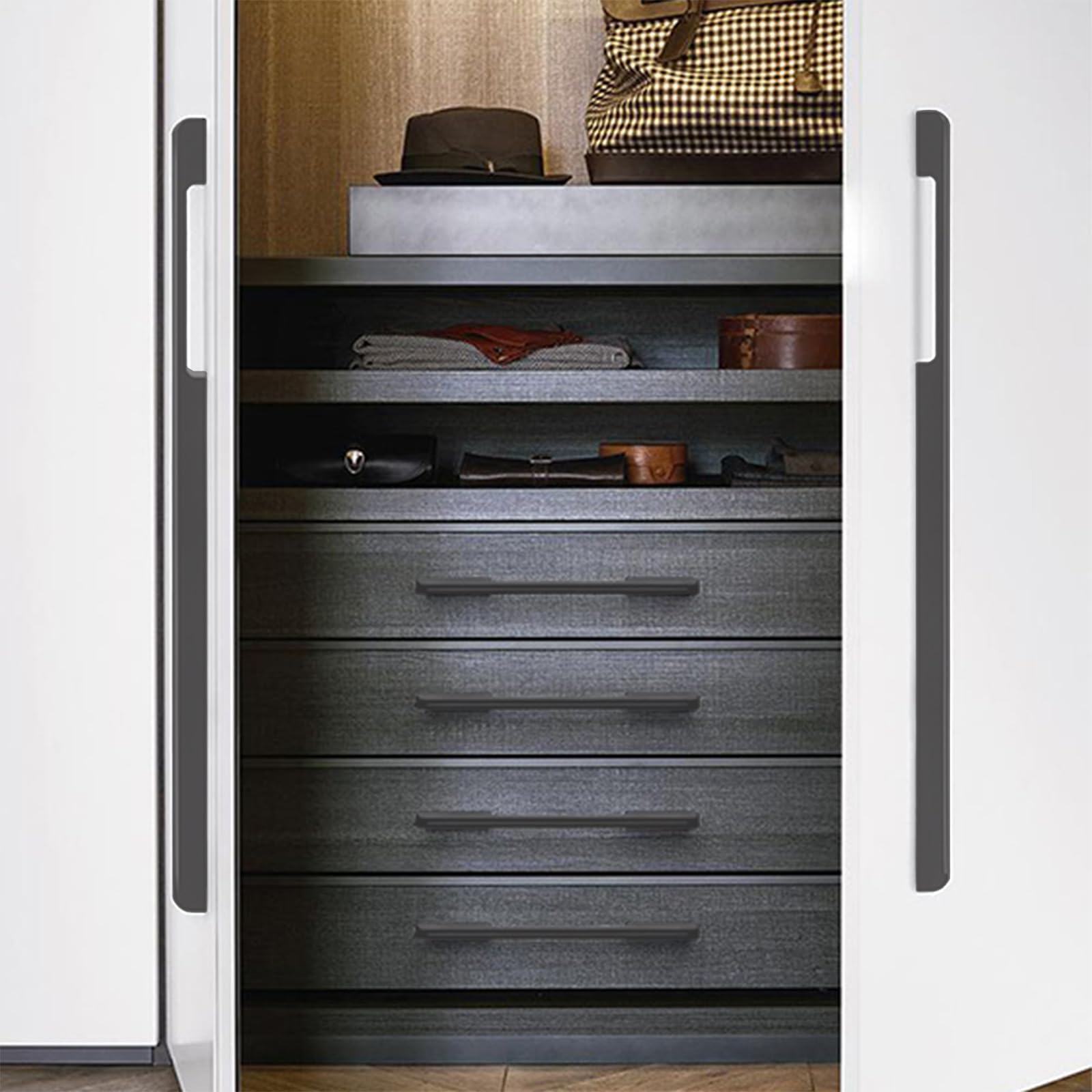 Griffe für Schränke Grau Lang,2 Griffe Küche Modern Massive Aluminium | Eloxierte Oberfläche Bügelgriff Lochzentren: 96 - 1160 mm Schubladengriff für Kleiderschrank Schublade Küche 960mm/37.8in