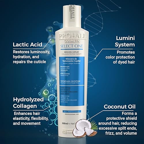 Miniatura 6 de Prohall Cosmetic Select One - Tratamiento de queratina brasileña sin formaldehído para el cabello, tratamiento de alisado del cabello de salón -