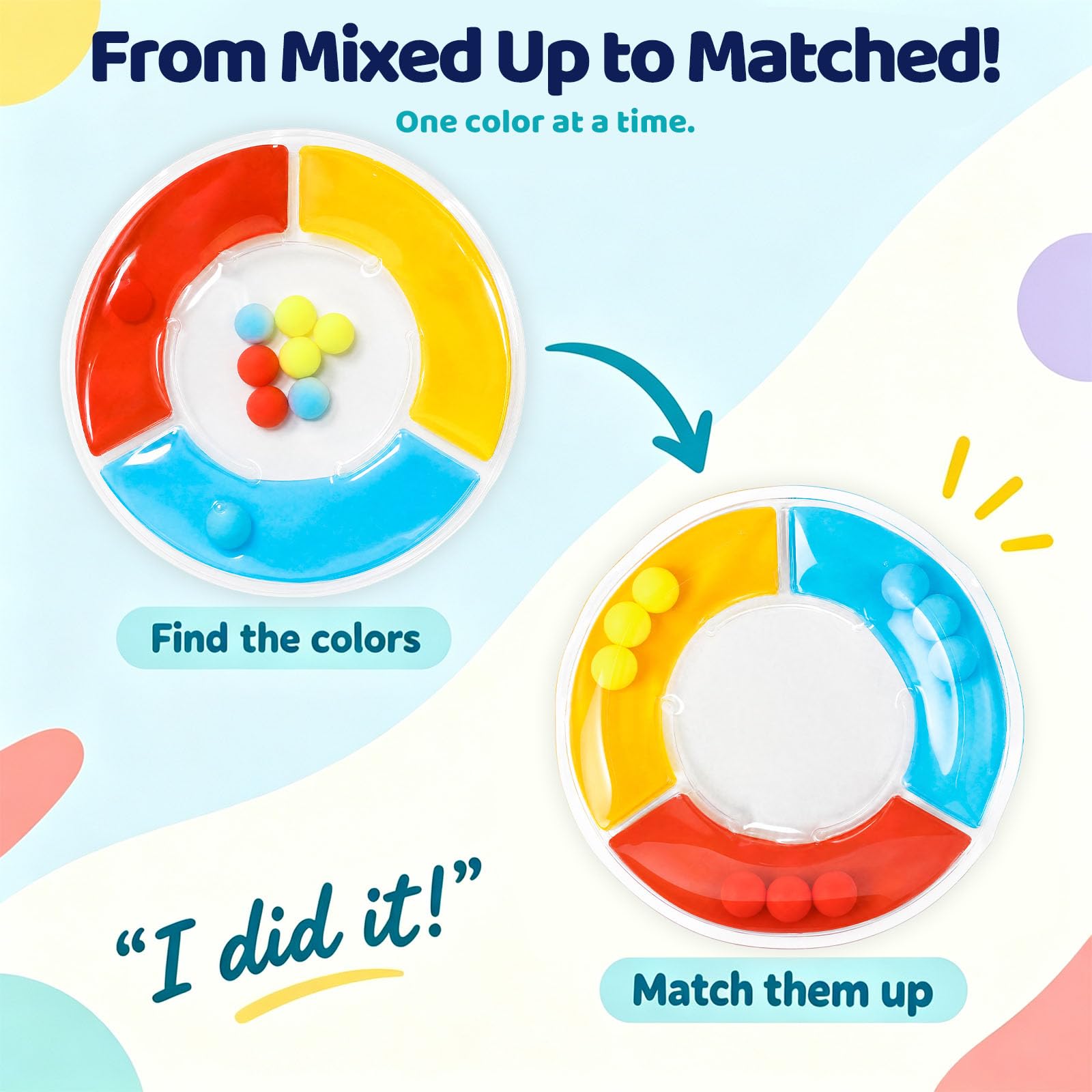 LovesTown 6 PCS Color Sorting Toys, Shape Matching Game for Kids