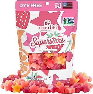 Candifi Superstars Gummy Stars – Dye Free Candy – Vegan Candy – Non GMO - Fruit Flavored Soft Chewy Stars with Natural Colors & Flavors – Kosher No Gelatin, Gluten Free Snacks (8 oz)