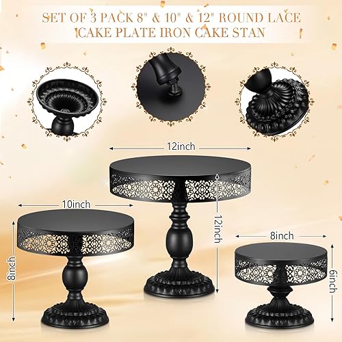 Miniatura 2 de 3 soportes de metal para tartas de 8, 10, 12 pulgadas, soporte redondo para tartas, juego de mesa de postre, decoración de mesa de pasteles, soporte