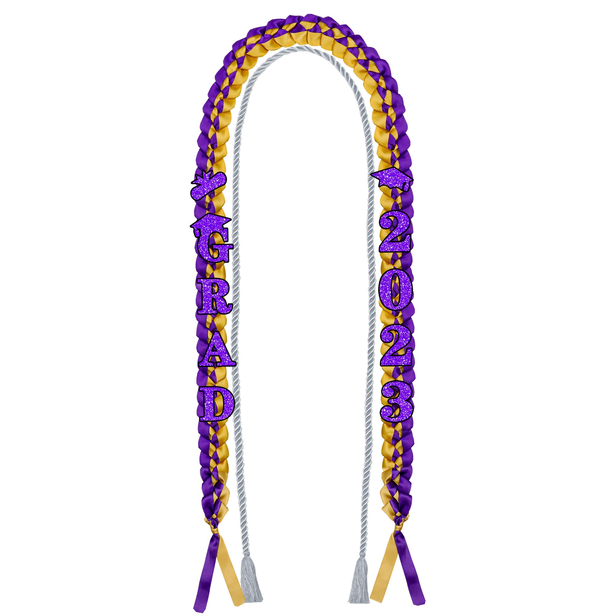 Buy 2023 Graduation Ribbon Lei and Honor Cord Braided Necklace Purple