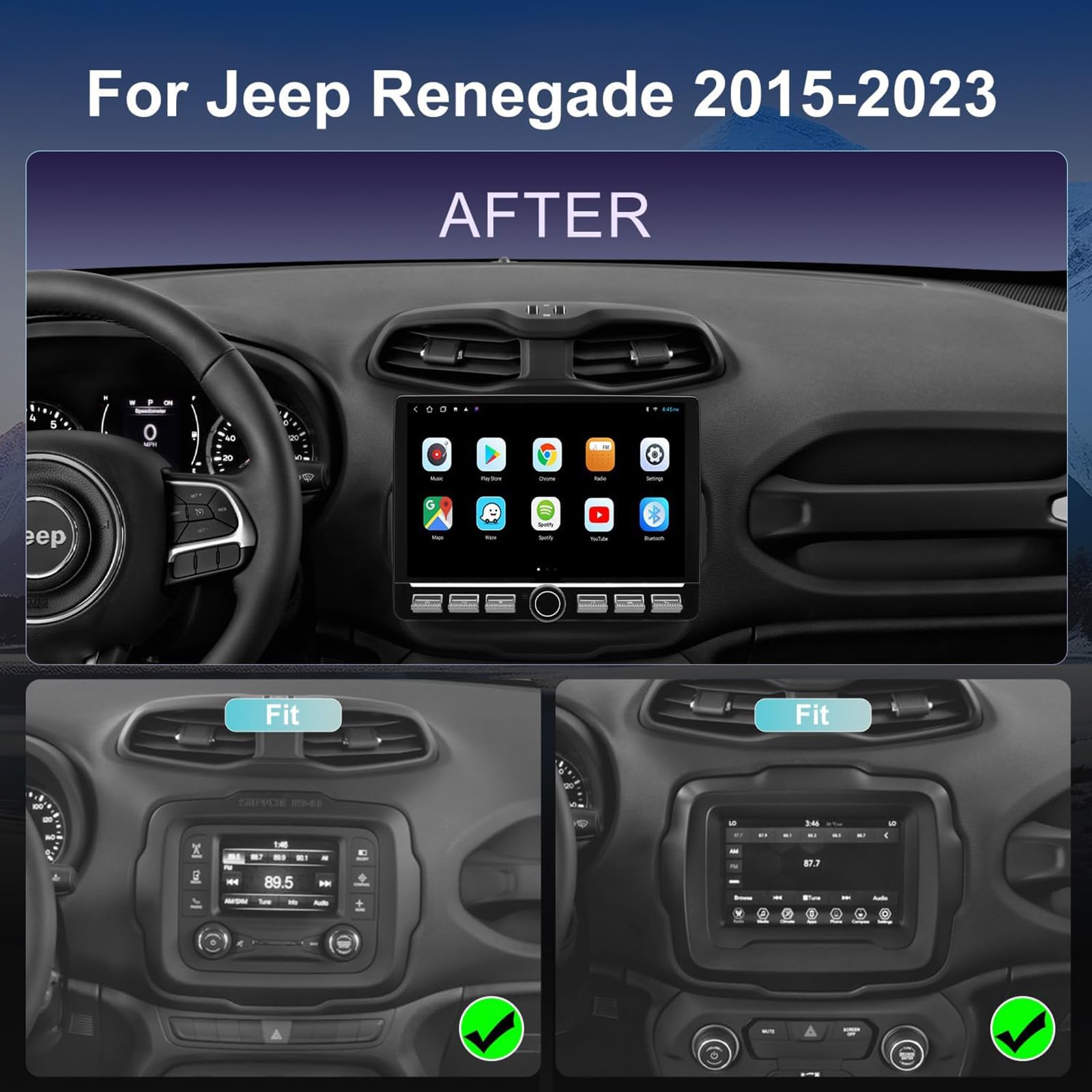 Aktualizacja radia samochodowego do wymiany Jeep Renegade 2015-2023 10,1"