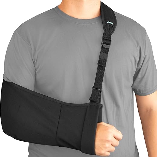Vive Arm Sling - Lightweight, Comfortable, Breathable Medical Support Strap for Rotator Cuff, Shoulder Injury - Adjustable Immobilizer for Tennis Elbow, Dislocation, Sprain - Padded for Left, Right