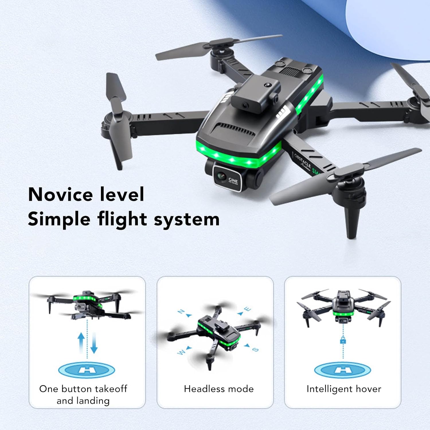 Foldable Drones with 1080P 4KHD Dual Camera, Latency Transmission, Emergency Brake and Auto Hovering Indoor, RC Quadcopter 100m Control Distance Adults Only