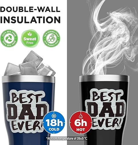 Miniatura 3 de HAUSHOF Vaso para el Día del Padre, regalos de cumpleaños para papá de parte de hija, hijo, esposa, vaso de acero inoxidable de 20 onzas, regalos