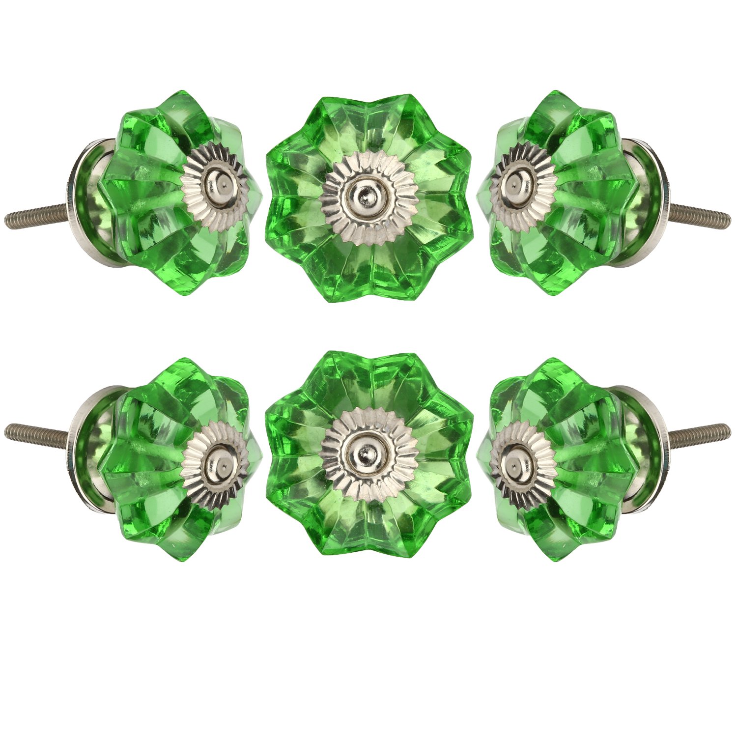 Perilla Home Set of 6 Crystal Knobs Decorative Glass Knobs for Home Kitchen Cabinet Vintage Hardware Cupboard Door Dresser Wardrobe Drawer Pulls (