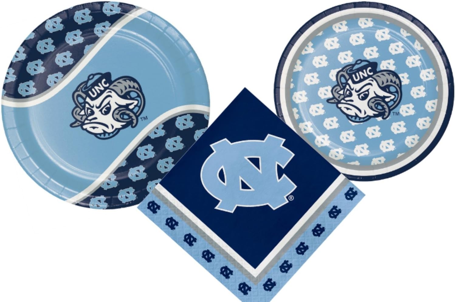 University of North Carolina Party Supply Pack! Bundle Includes Paper Plates & Napkins for 8 Tarheel Guests