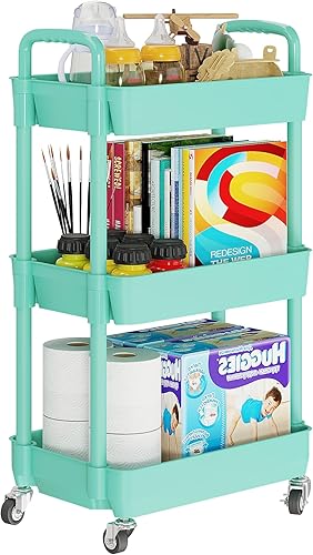 Miniatura 9 de Laiensia Carrito Rodante de 4 Niveles con Ruedas, Carritos de Almacenamiento de Utilidad Multifunción, Organizador de Almacenamiento de Cocina,