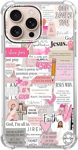 Miniatura 36 de Cubierta de Teléfono con Versículos de la Biblia y Citas Cristianas de Jesús en Collage, Funda Protectora Suave de TPU de Moda para iPhone 16 Pro,