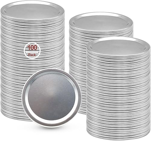 Tapas de conservas de boca regular, 100 tapas de metal tipo frasco de vidrio de 2.756 in para botes de conservas de bola, Kerr, tapas a granel, Tapas de conservas de boca regular, 100 tapas de metal tipo frasco de vidrio de 2.756 in para botes de conservas de bola, Kerr, tapas a granel,