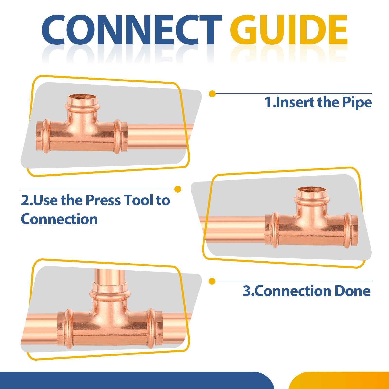 Paquete de 30 Conectores en T de Cobre, de 1-1/2 Pulgadas P x P x, Conector de derivación en T de Tres vías para líneas de distribución de Agua.