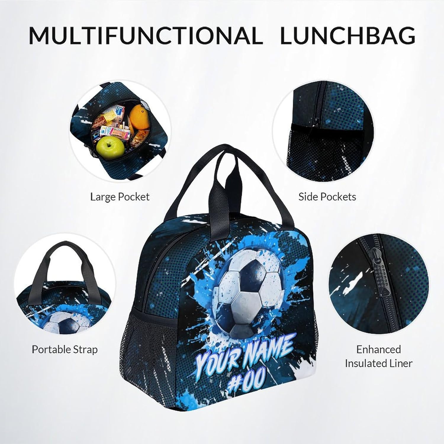 COZYAURA Kids Backpack - Personalized Soccer Backpacks Set for Boys Girls - School Bookbag with Lunch Box - Sport Themed Book Bag for Elementary Middle School - Image 5