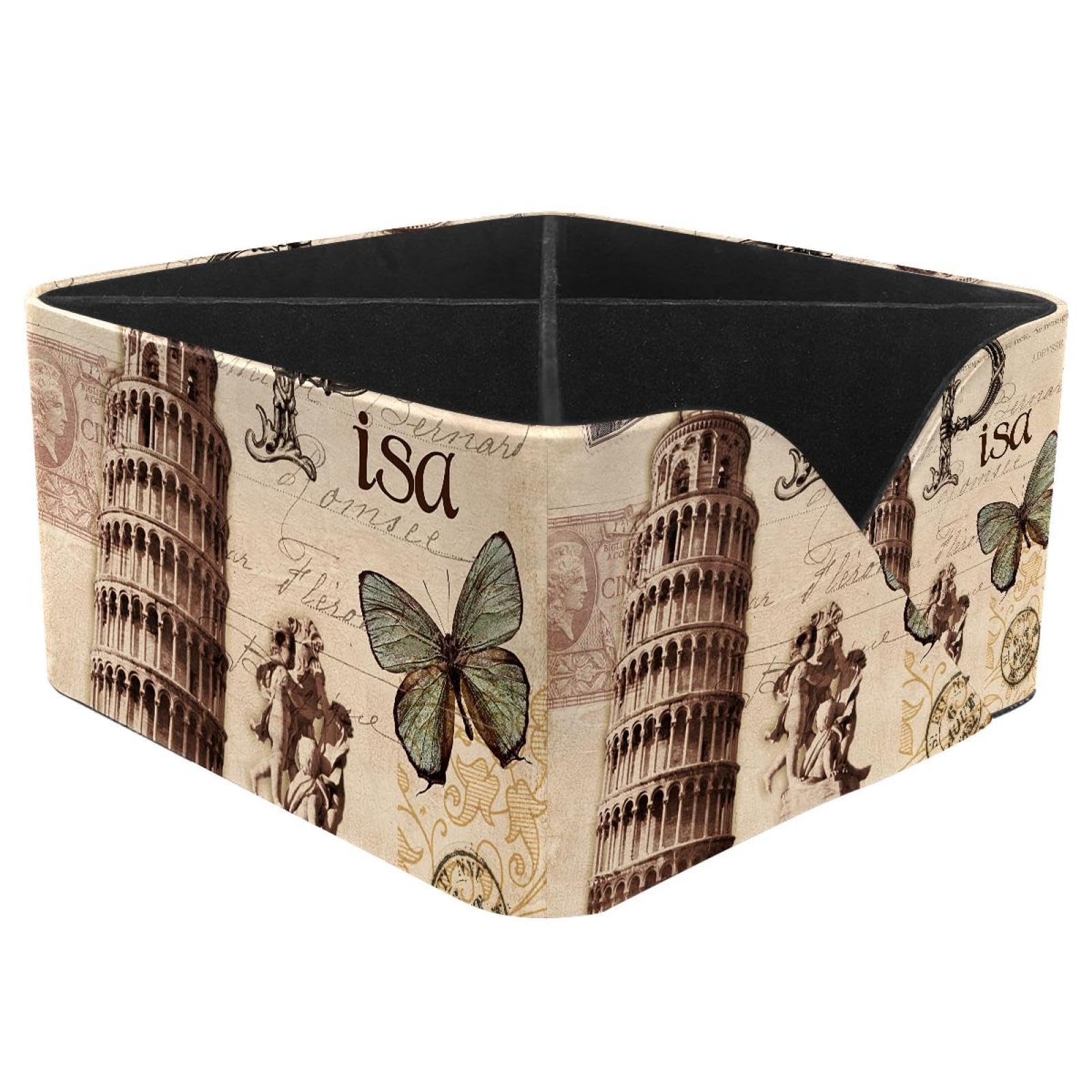 KengjuTesu Paris Pisa Desktop Organizer Pen Holder, Rectangular Pencil Cup for Office, Study and Makeup Stations
