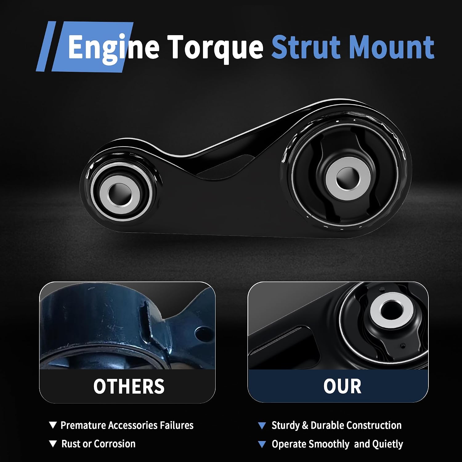 Rear Lower Engine Torque Strut Mount 12363-21030 Compatible with Toyota Prius L4 1.5L 2004 2005 2006 2007 2008 2009, Replaces #EM-9454 / A4248 / 9454