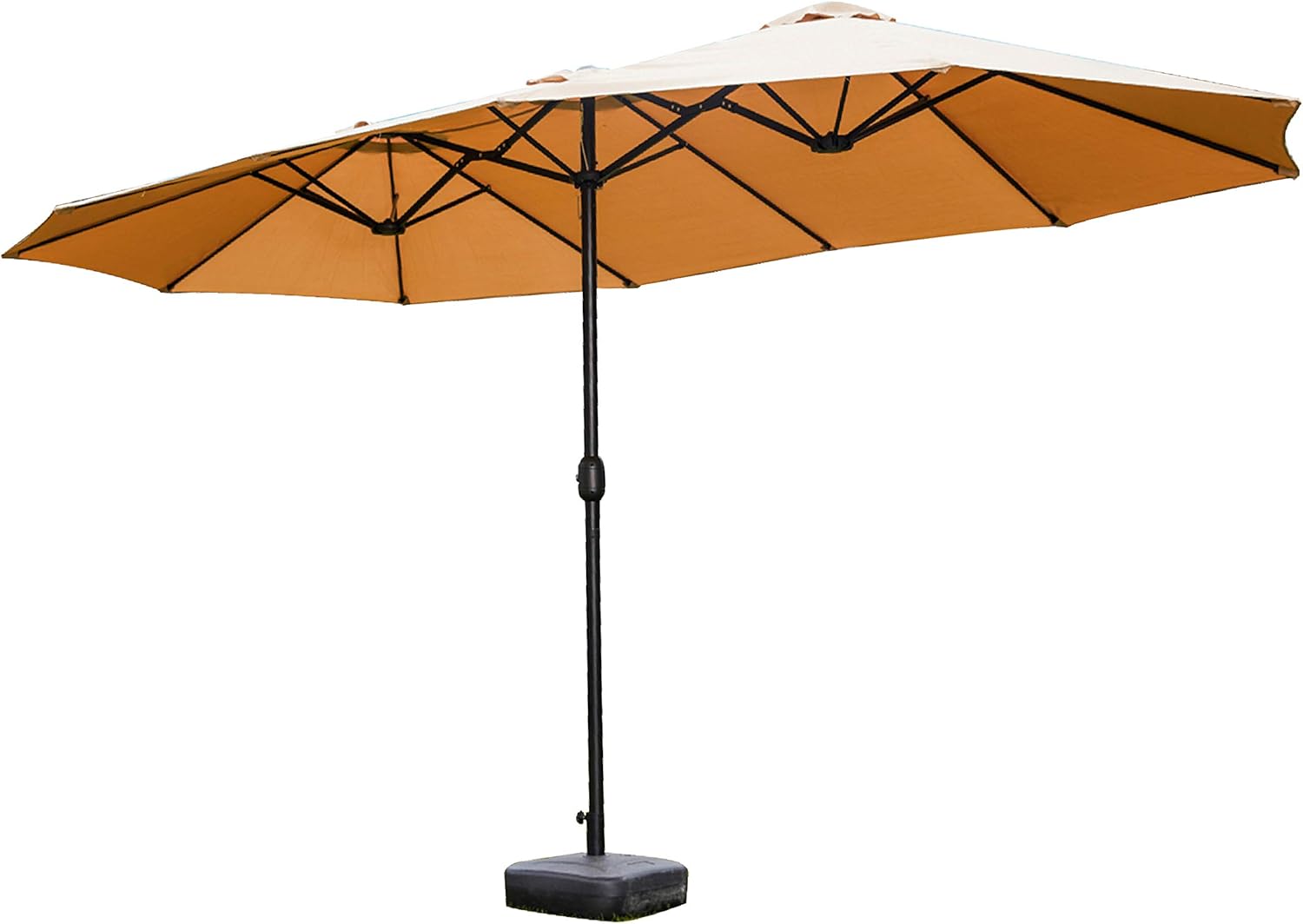 LOKATSE HOME 15 Ft Double Sided Patio Umbrella with Crank Handle and