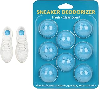 Upgrade 8 Pack Shoe Deodorizer Balls, Reusable Rotatable Sneaker Odor Eliminator Balls for Gym Bags Closets