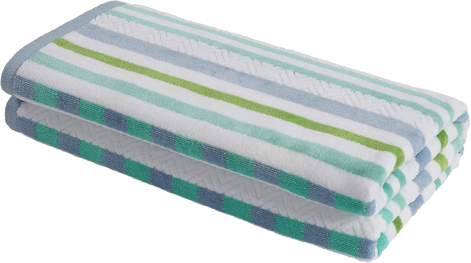 Superior 100% Cotton 550 GSM, Soft, Plush and Highly Absorbent Stitch Textured Oversized Beach Towel (Set of 2)