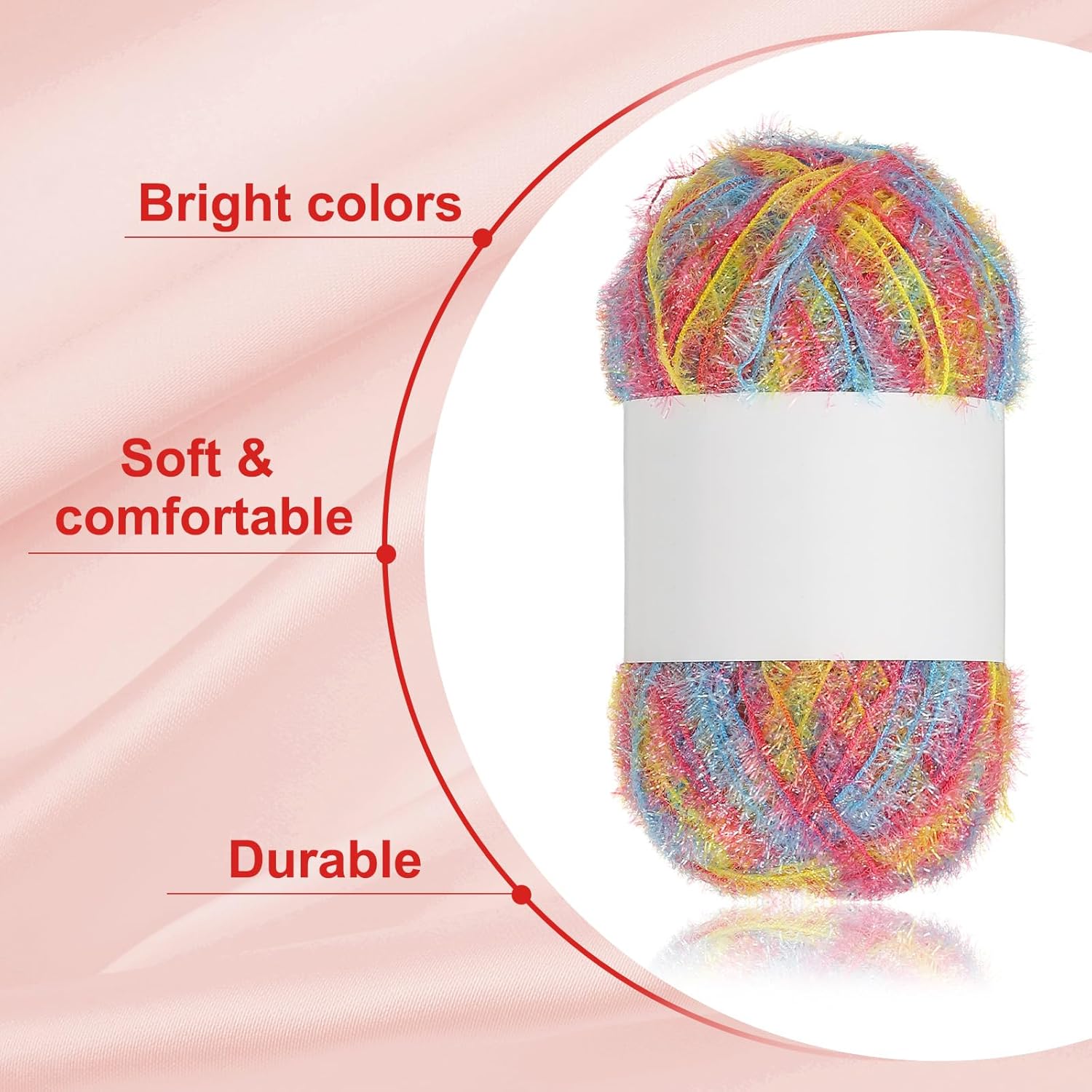 PATIKIL 218 Yard Scrubbie Yarn, Sparkle Yarn Polyester Scrubbie Sparkle Glass for Dishcloths Crocheting Knitting DIY Crafts Blanket Rug Sweater Scarf Hat, Orange Tone