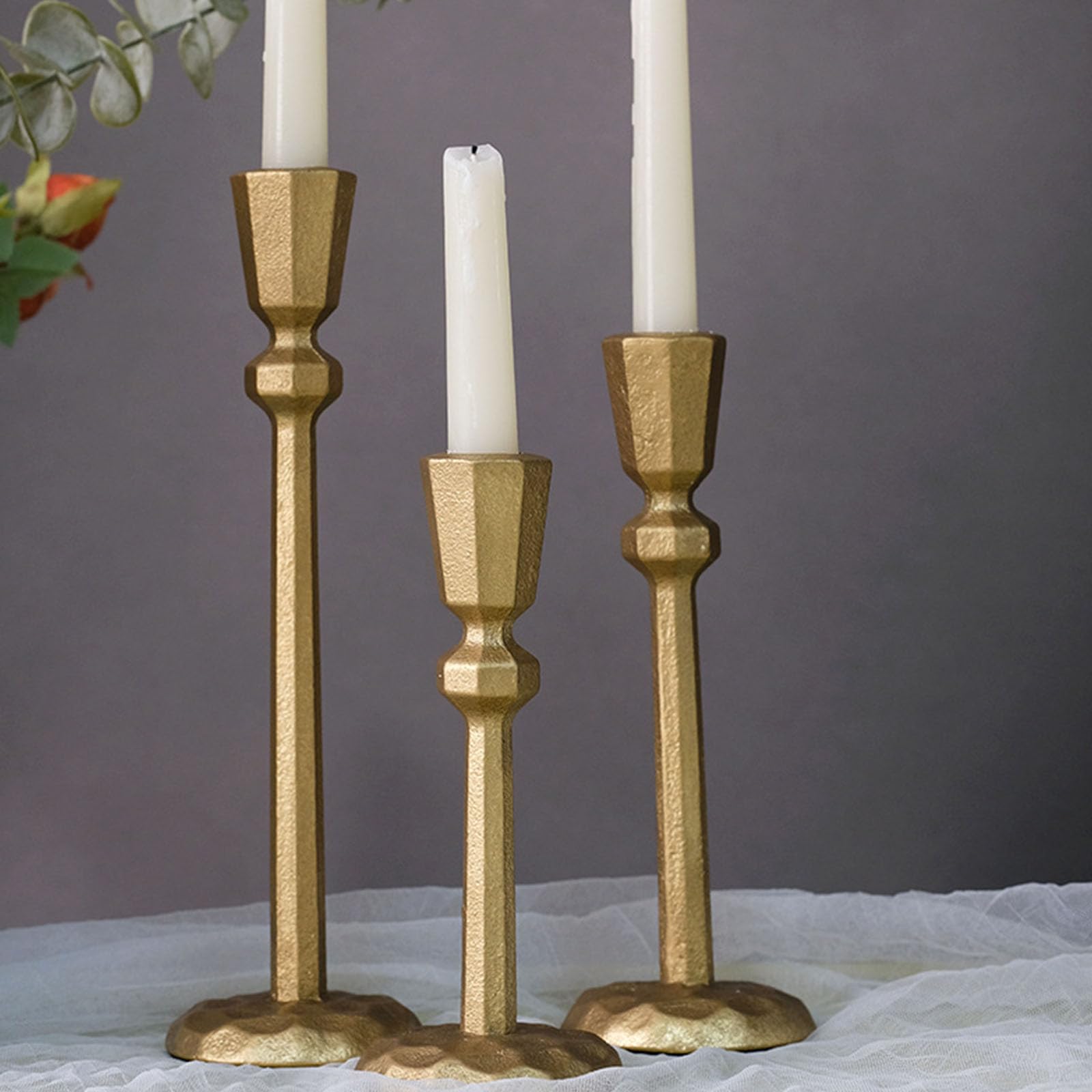 Modernes Kerzenständer-Set aus Eisen, 3-teilig, antike Tafelaufsätze, Dekoration für Kaminsims, Esstisch, Diwali, Weihnachten, Hochzeit, gestaffelte Höhen für Heimdekoration, Stile