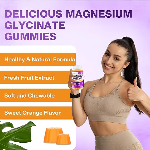 Magnesium Glycinate Gummies 1500mg, Magnesium Supplement, 60 Count