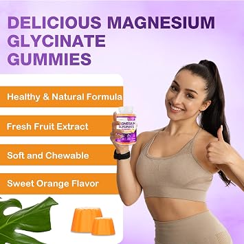 Magnesium Glycinate Gummies 1500mg, Magnesium Supplement, 60 Count