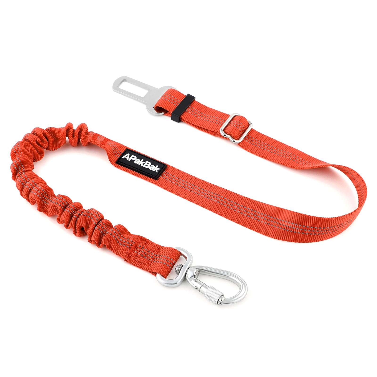 Dog Seat Belt for Car, Adjustable Dog Car Harness Seatbelt for Small Medium Large Dogs, Heavy Duty Travel Safety Restraint with Locking Aluminum Hook & Reflective Nylon Strap, Orange