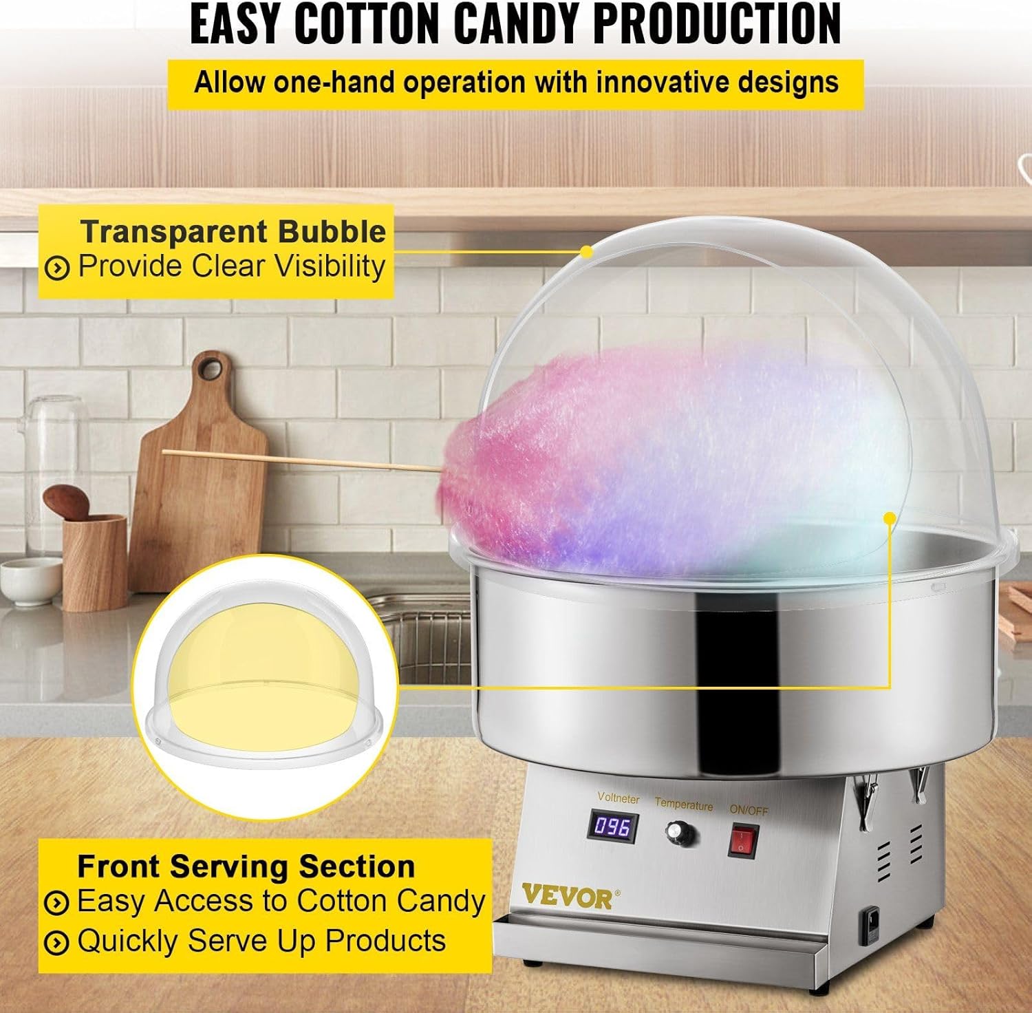 20.5in/52cm Quality Focused Dome Shield Cover for Candy for Floss Maker Machine, Advanced Materials and Long Lasting Use Cover Only