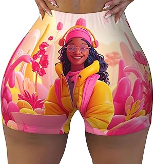 Short d'entraînement sans couture pour femme – Digital Nomad Rose Paysage Biker Course Gym Yoga Spandex Shorts pour femmes