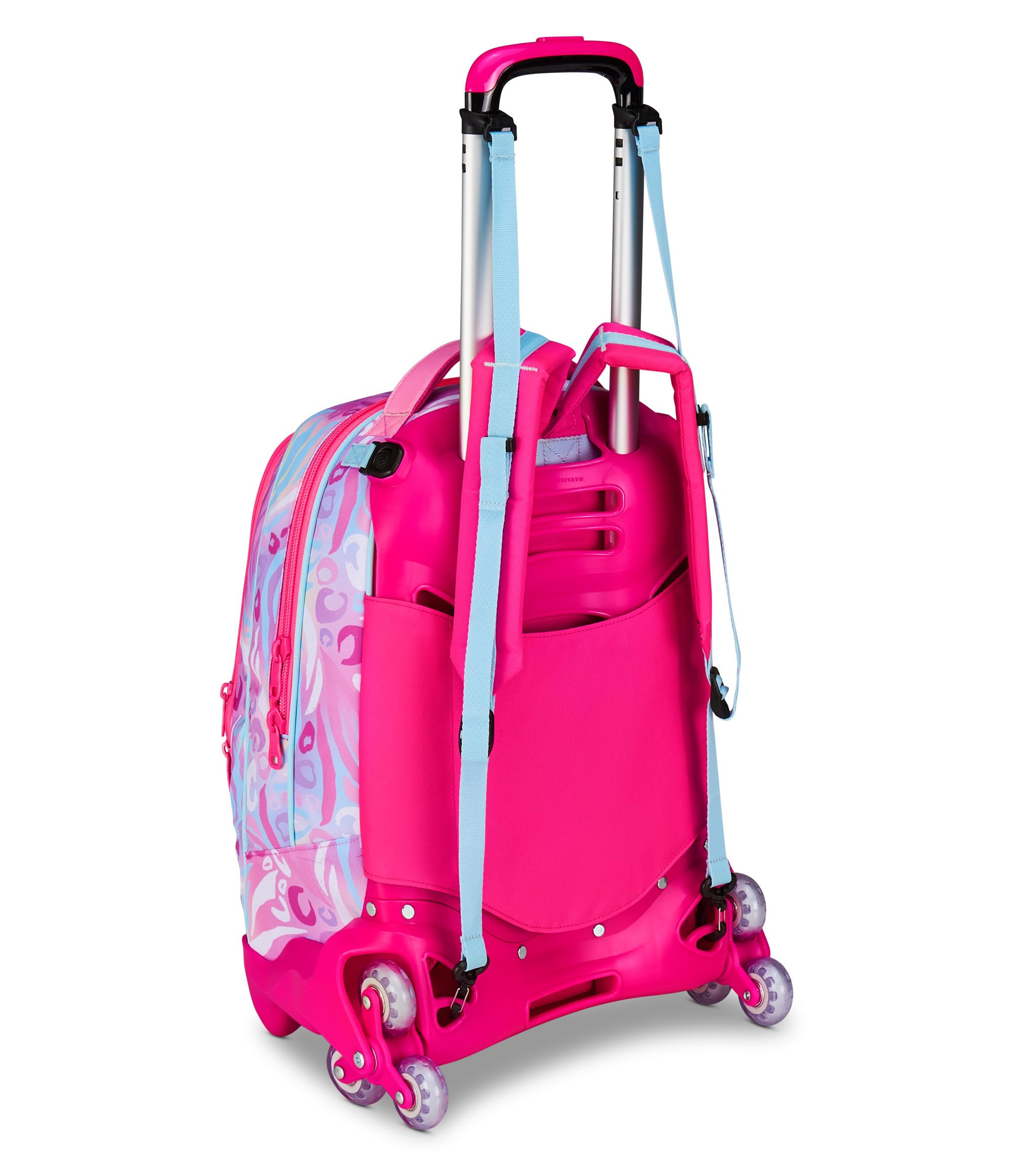 SJ GANG STYLE JAM GANG Trolley Scuola Jack 3 Ruote Plushy Rabbit, Fucsia, 3 in 1, Zaino Triplo Uso con Carrello Sganciabile, 33 L, Zaino Scuola Elementare, Zaino Bambina