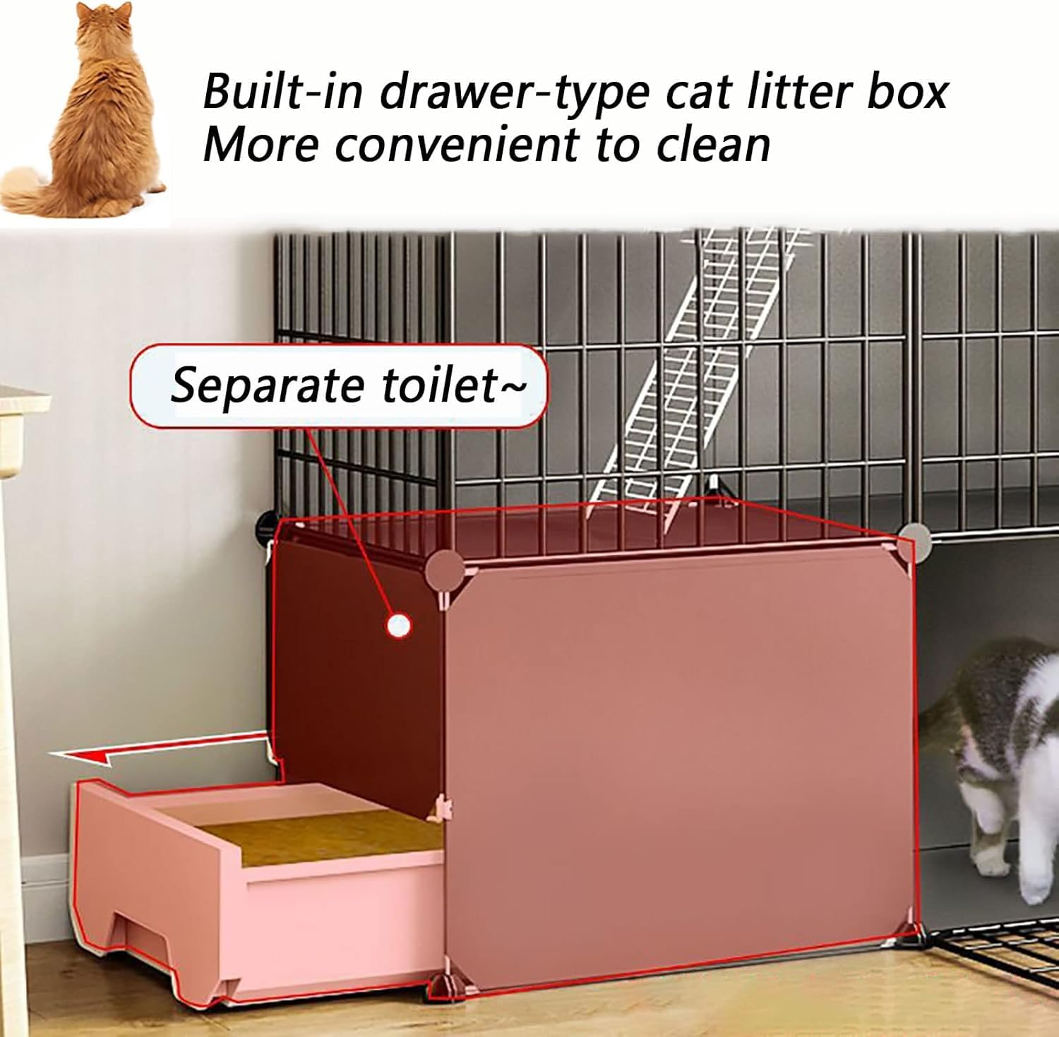 Recinto for Piccoli Animali Domestici: Cavo, Porta e smontabile(Black,95x37x73cm)