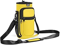 Vista 23 de Bolsa para botella de agua Nuovoware, soporte para botella de agua de 25oz/40oz/64oz, correa de mano ajustable, 2 bolsillos de neopreno, accesorios