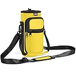 Nuovoware Water Bottle Carrier Bag, 25oz/32oz Bottle Pouch Holder, Adjustable Shoulder Hand Strap 2 Pocket Sling Neoprene Sleeve Sports Accessories for Hiking Travelling Camping, Yellow