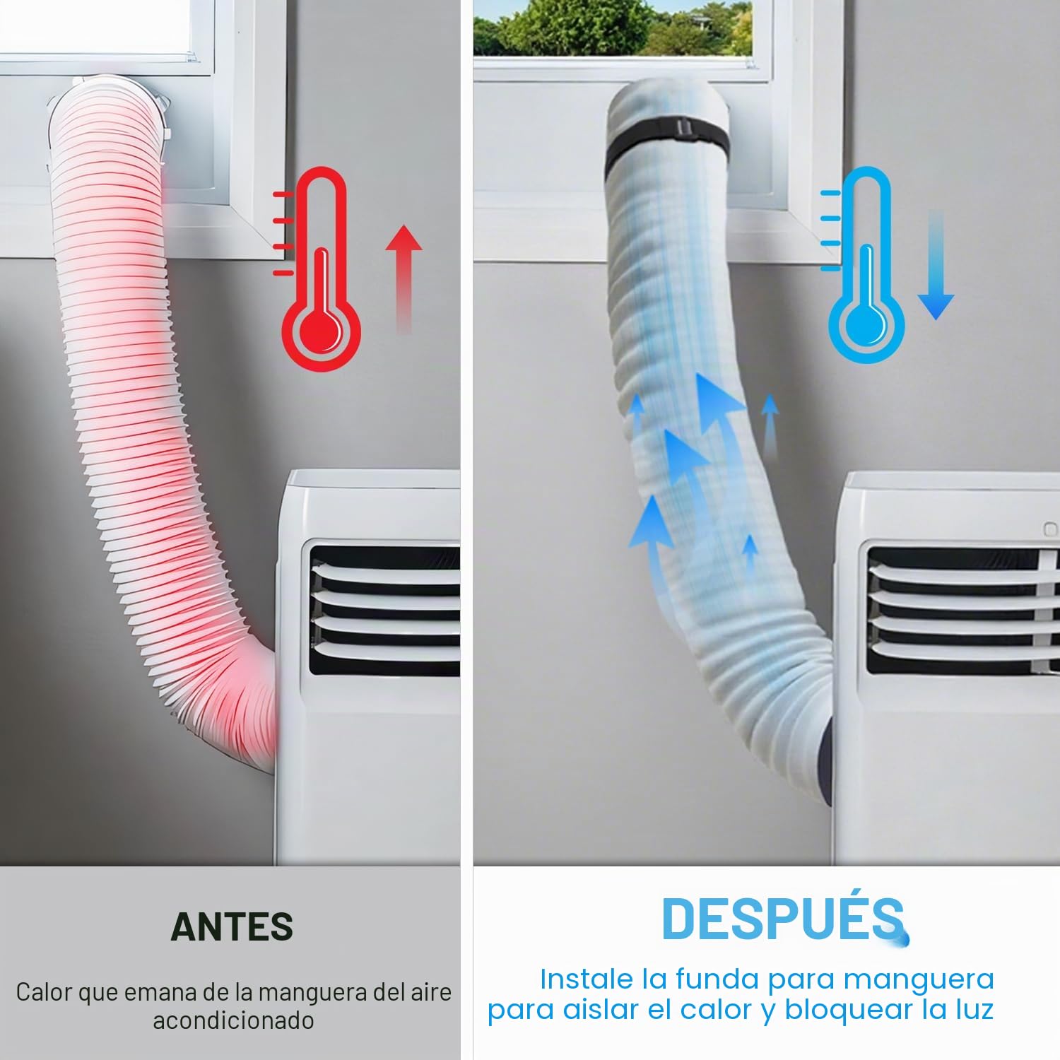 150 x 50cm Cubierta de Manguera de Aire Acondicionado, Cubierta de Manguera de Aire Acondicionado Portátil para Universal Tanto de Conducto de Escape de 5" Como 5.9" de Diámetro