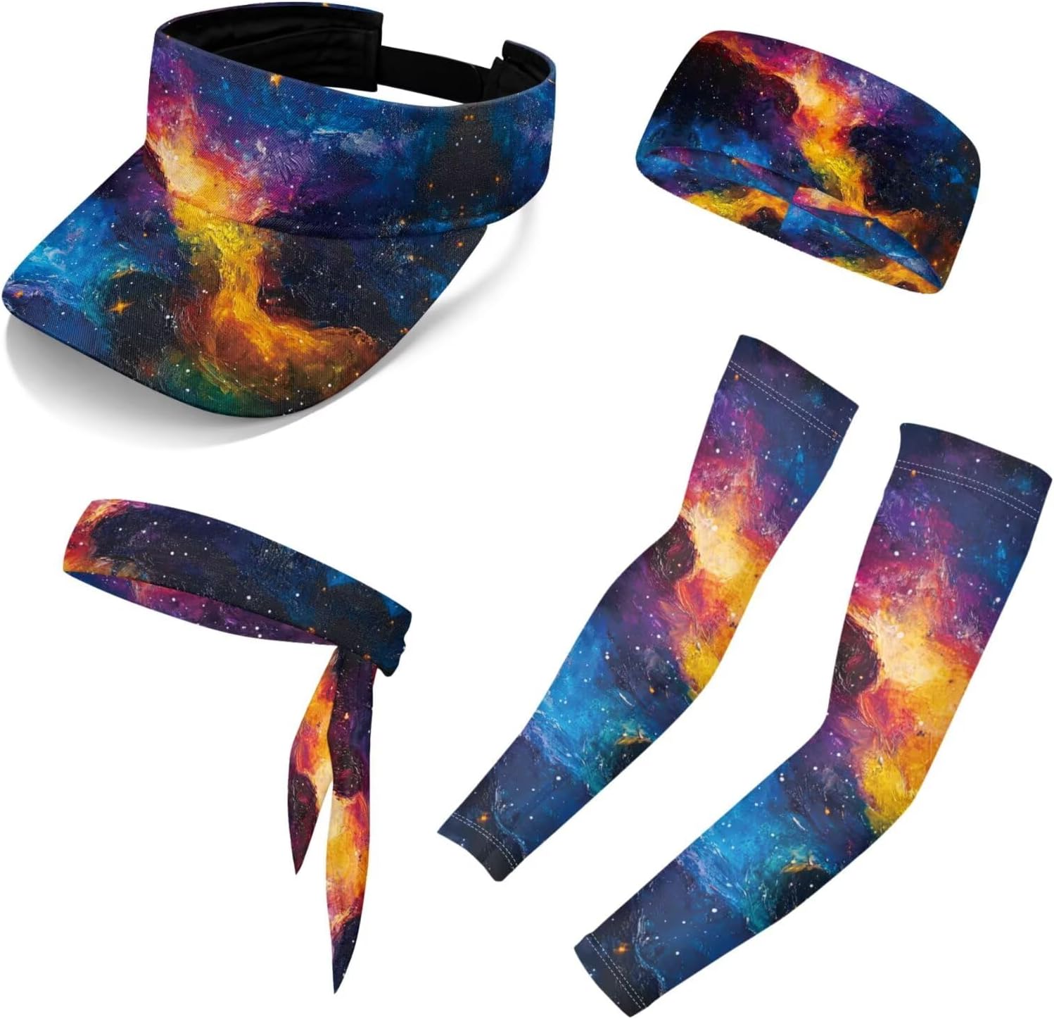 Sun Visor for Women Men Adjustable Sun Cap Visor Hats Headbands Arm Sleeve 5Piece Golf Sport Visors Set