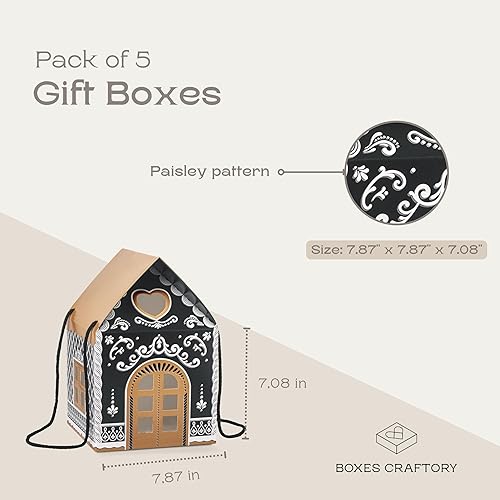 Miniatura 2 de Boxes Craftory Paquete de 5 cajas de regalo con forma de casa (7.87 x 7.87 x 7.08 pulgadas), cajas de mansión ideales para cajas de regalo de