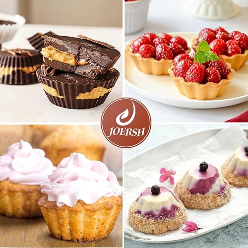 Miniatura 7 de JOERSH 2 moldes de caramelo de chocolate de 12 tazas, molde grande para taza de mantequilla de maní, mini sartén de silicona para chocolate,