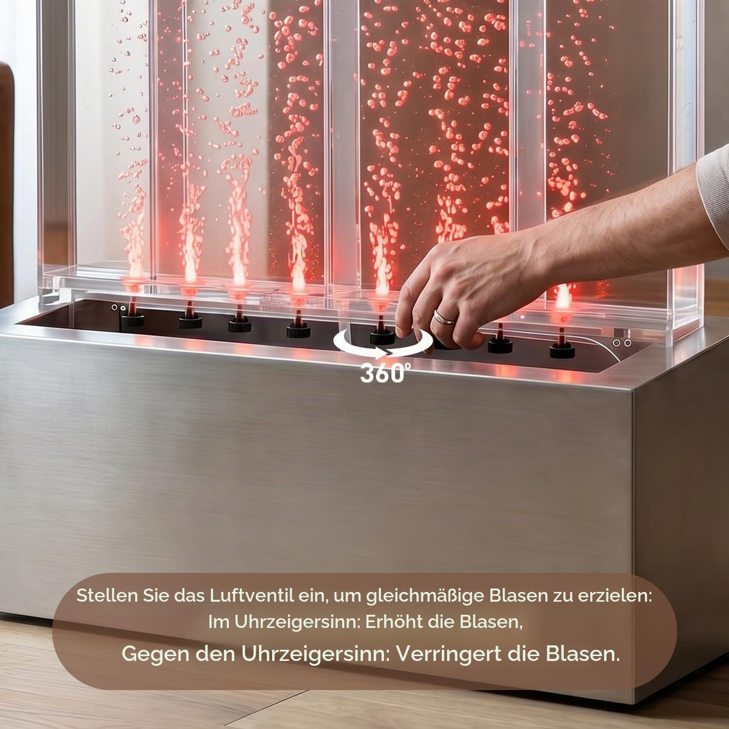 Jocoevol Wasserfallbrunnen, Acryl, für den Innenbereich, Bodenstehend, Wasserwand mit wechselnden LED-Farblichtern, Fernbedienung, 162,6 x 48,3 cm, Einweihungsfeier, Weihnachtsdekoration (Blasenwand)